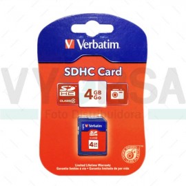 Tarjeta de Memoria VERBATIM SDHC 4GB Clase 4